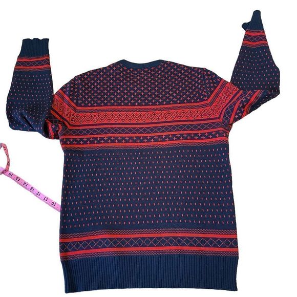 Lido Blue and Red Patterned Wool Sweater - Picture 2 of 9